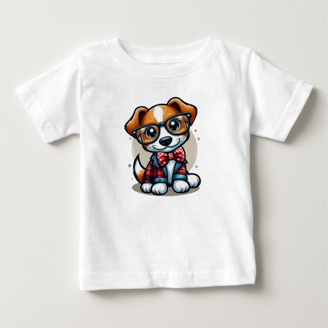 Stilvolles Kariertes Doggo Baby T-shirt (Vorderseite)