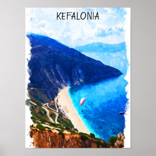 Stilvolles Kefalonia Greece Wasserfarben Artwork Poster