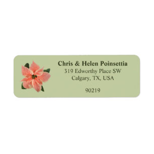 Stilvolles Koral Poinsettia Grünes Adressetikett