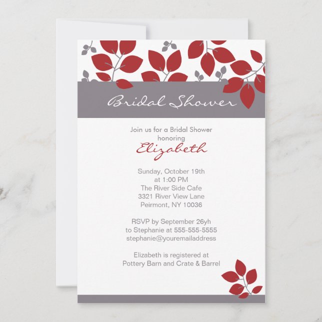 Stilvolles Leaf Fall Brautparty Einladung (Vorderseite)