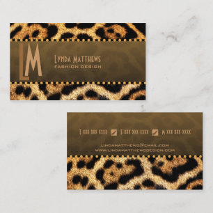 Stilvolles Leopard-Druck-Monogramm Visitenkarte