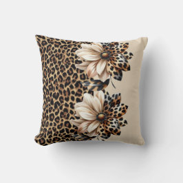 Stilvolles Leopardenmuster mit Sonnenblumendetail Kissen