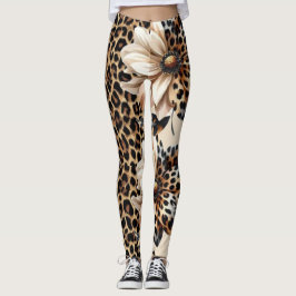 Stilvolles Leopardenmuster mit Sonnenblumendetail Leggings