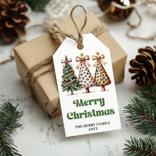 Stilvolles Leopardenmuster Weihnachten personalisi Geschenkanhänger