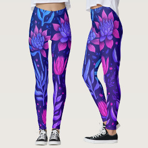 Stilvolles lila Garten-Sukkulenten-Blumenmuster Leggings