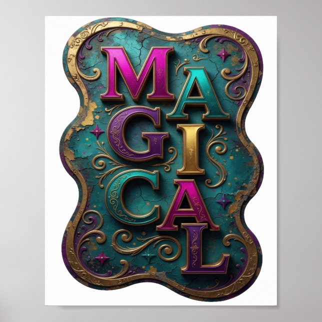 Stilvolles lila MAGISCHES Textdesign Poster (Vorne)
