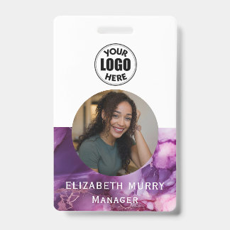 Stilvolles Lila Marble Employee ID-Abzeichen Ausweis