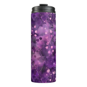 Stilvolles lila rosa abstraktes Blumenmuster Thermosbecher