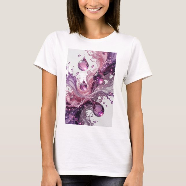 Stilvolles lila WATER DROP Slogan T-Shirt (Vorderseite)