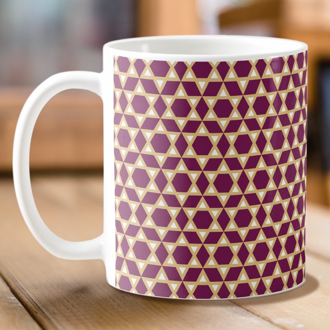 Stilvolles Lila White & Gold-Star-Muster Kaffeetasse (Von Creator hochgeladen)
