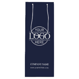 Stilvolles Logo der Navy Blue Corporate Company Geschenktüte Für Weinflaschen