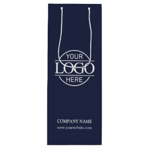 Stilvolles Logo der Navy Blue Corporate Company Geschenktüte Für Weinflaschen