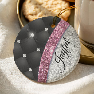 Stilvolles, Mädchenhaftes, falsches Silber-Glitter Keramik Ornament
