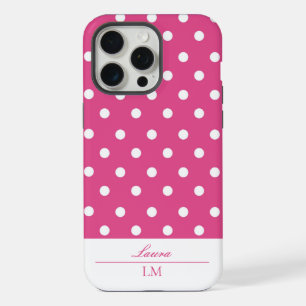 Stilvolles, Mädchenhaftes Rosa und Weiße Punkte To iPhone 15 Pro Max Hülle