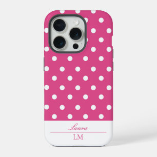 Stilvolles, Mädchenhaftes Rosa und Weißes Punkte-T iPhone 15 Pro Hülle