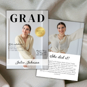 Stilvolles Magazine Graduate Foto 2024 Abschluss Einladung
