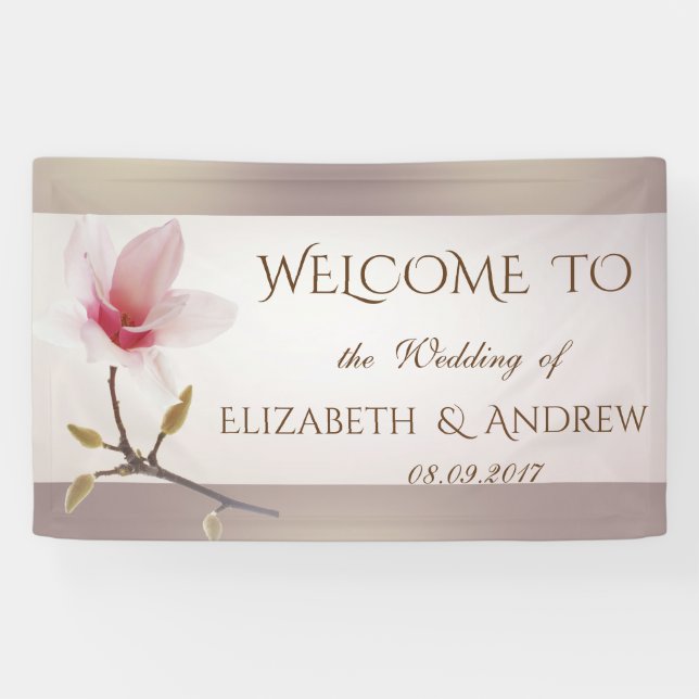 Stilvolles Magnolia Wedding Banner (Horizontal)