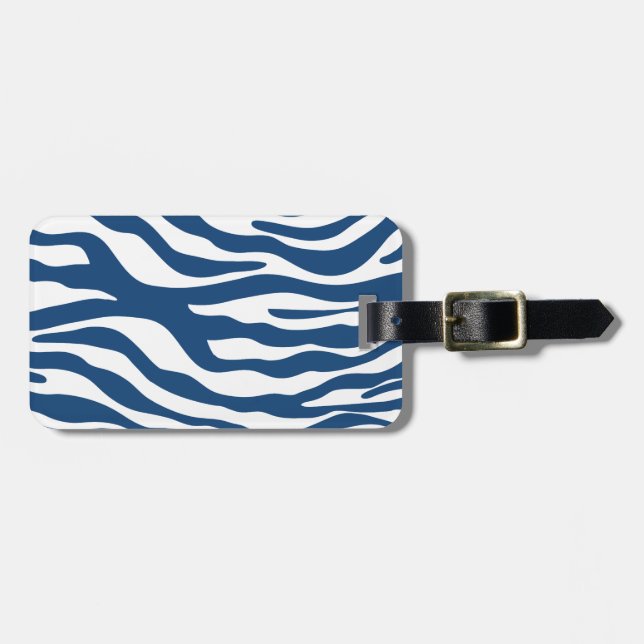 Stilvolles Marine-Blauzebra-Druck-Muster Gepäckanhänger (Vorderseite horizontal)
