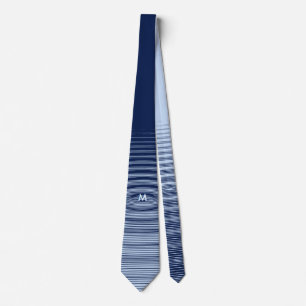 Stilvolles Marineblau auf blauem Grafik-Wellenmust Krawatte