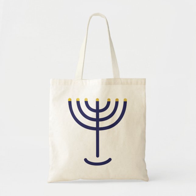Stilvolles Menorah Navy Gold Tragetasche (Vorne)