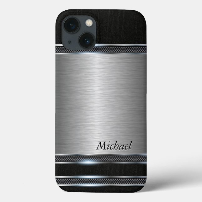 Stilvolles Metall mit Lederlook Case-Mate iPhone Hülle (Rückseite)
