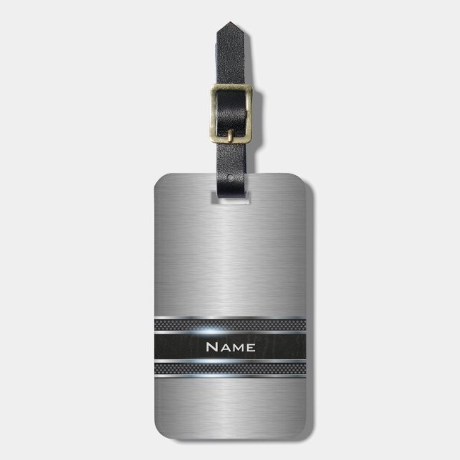 Stilvolles Metall mit ledernem Streifen-Blick Gepäckanhänger (Vorderseite vertikal)