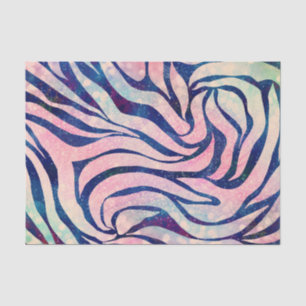 Stilvolles Metallic Blue & Holographic Zebra Print Seidenpapier