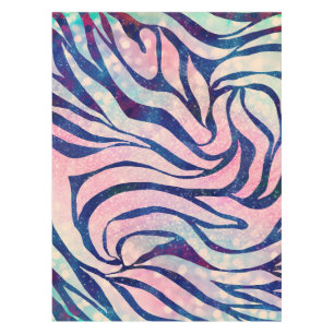 Stilvolles Metallic Blue & Holographic Zebra Print Tischdecke