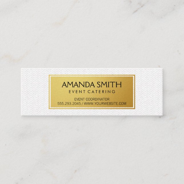 Stilvolles Metallic Gold mit subtilem Wavy Muster Mini Visitenkarte (Vorderseite)