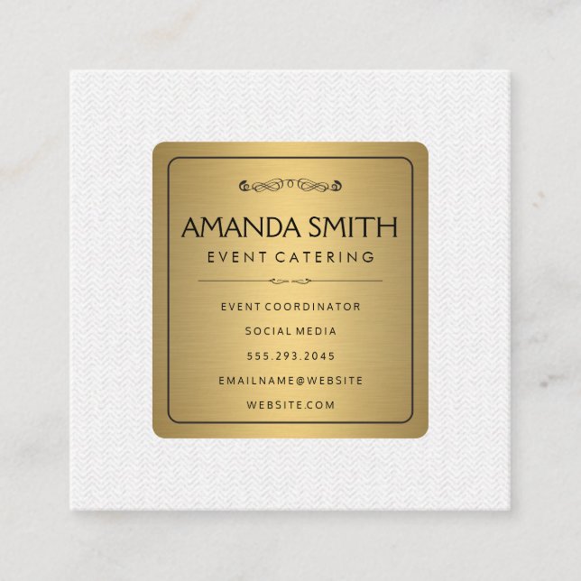 Stilvolles Metallic Gold mit subtilem Wavy Muster Quadratische Visitenkarte (Vorderseite)