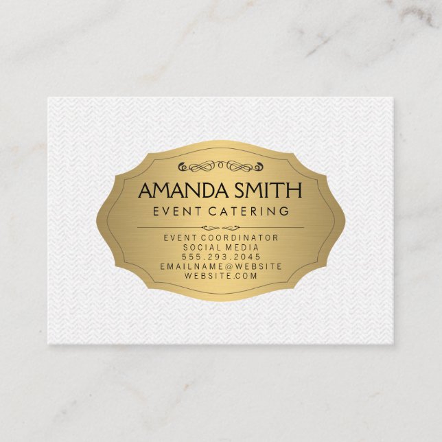 Stilvolles Metallic Gold mit subtilem Wavy Muster Visitenkarte (Vorderseite)