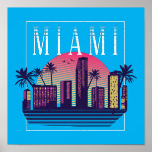 Stilvolles Miami Florida Retro City-Logo Poster