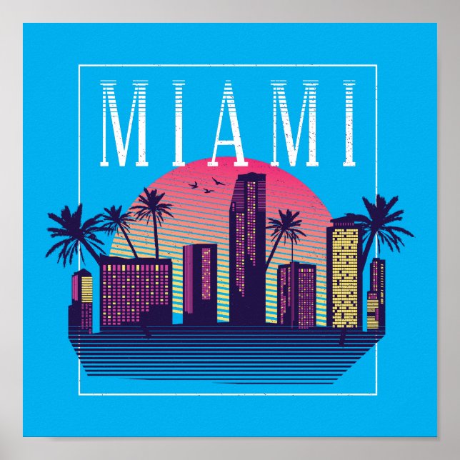 Stilvolles Miami Florida Retro City-Logo Poster (Vorne)