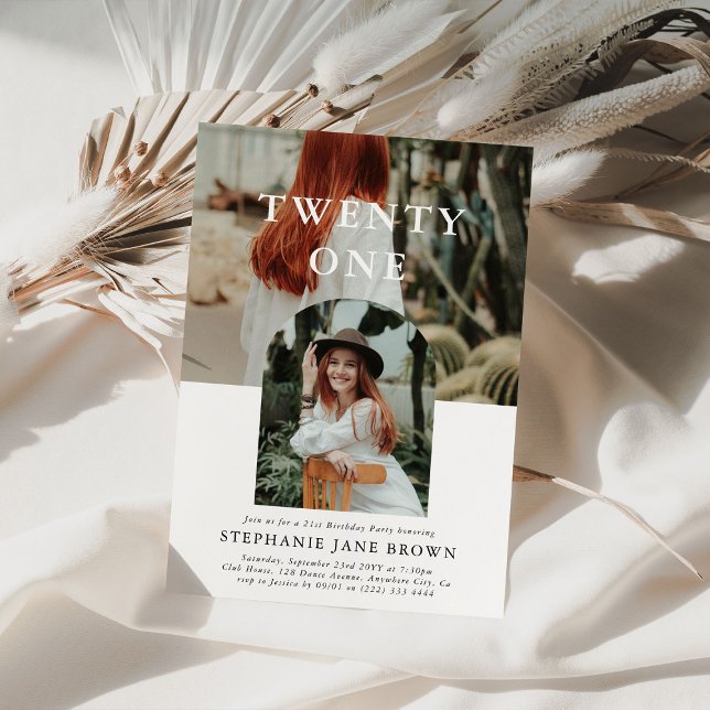 Stilvolles Minimal Foto 21. Geburtstag Einladung (Von Creator hochgeladen)