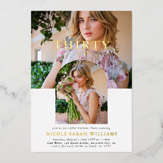 Stilvolles Minimal Foto 30. Geburtstag Folieneinladung