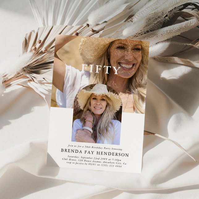 Stilvolles Minimal Foto 50. Geburtstag Einladung (Von Creator hochgeladen)
