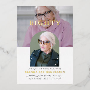 Stilvolles Minimal Foto ACHTUNG 80. Geburtstag Folieneinladung