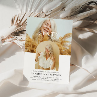 Stilvolles Minimal Foto SIXTY 60. Geburtstag Einladung