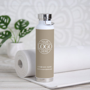 Stilvolles Minimalistisches Taupe Beiges Firmenlog Trinkflasche