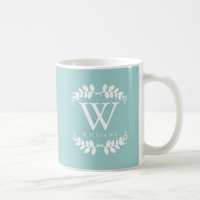 Stilvolles mintgrünes Monogramm Tasse (Rechts)