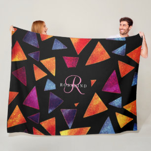 Stilvolles Mit Monogramm, farbenprächtiges Dreieck Fleecedecke
