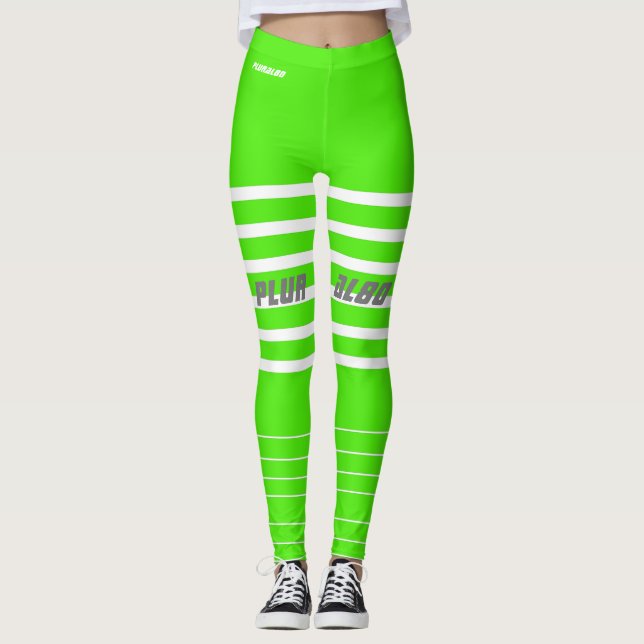 Stilvolles mit Monogramm, grünes Training Leggings (Vorderseite)