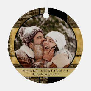 Stilvolles Modern Gold Kariertes Weihnachtskuchen Ornament Aus Metall