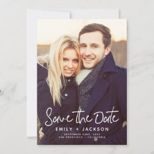 Stilvolles Modern Script Foto Save The Date