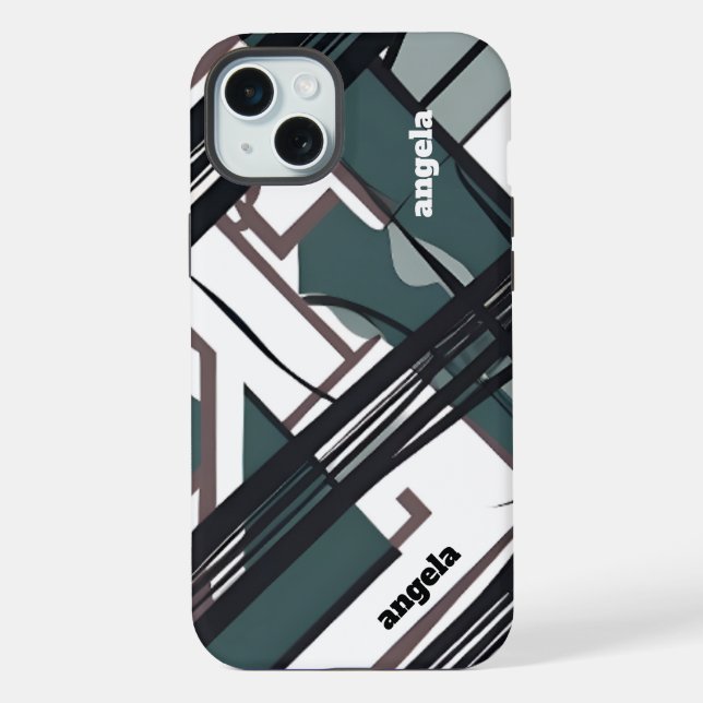 Stilvolles modernes abstrakt-expressionistisches G iPhone Hülle (Rückseite)