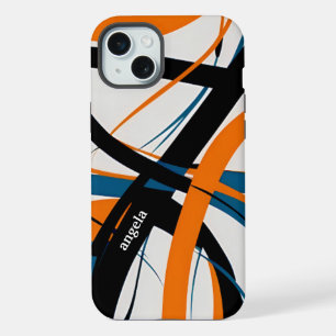 Stilvolles, modernes abstrakt orangefarbenes Schwa iPhone 15 Plus Hülle