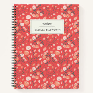 Stilvolles modernes Blumenmuster Orange Personalis Notizbuch