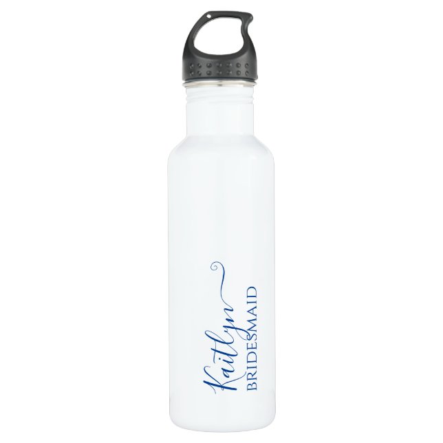 Stilvolles, modernes Bridesmaid-Geschenk | Blau Pe Edelstahlflasche (Vorderseite)