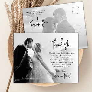 Stilvolles modernes Calligrafy Foto Wedding Vielen Postkarte