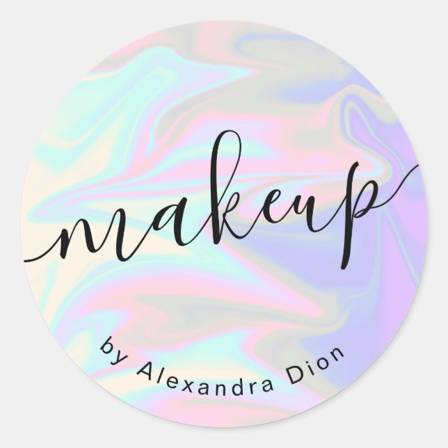 Stilvolles, modernes, elegantes Chick-holografisch Runder Aufkleber (Vorderseite)